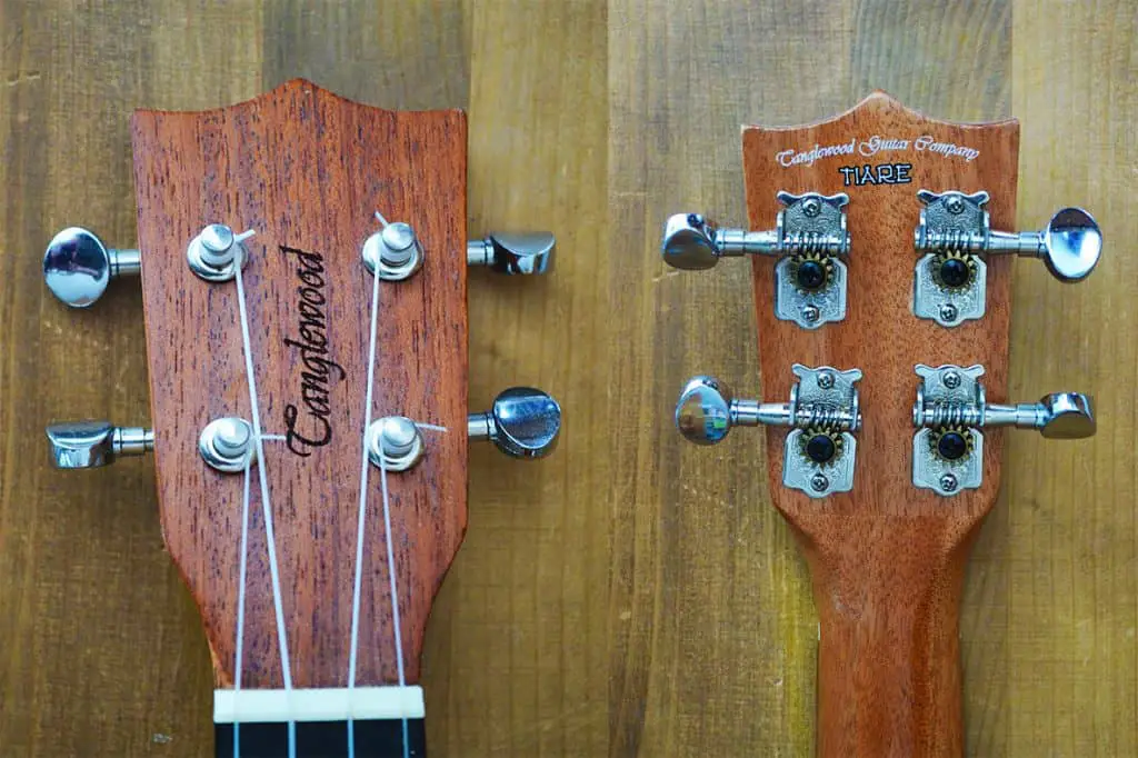 headstock and tuners of tanglewood tiare concert ukulele